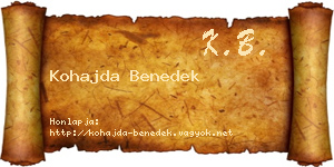 Kohajda Benedek névjegykártya